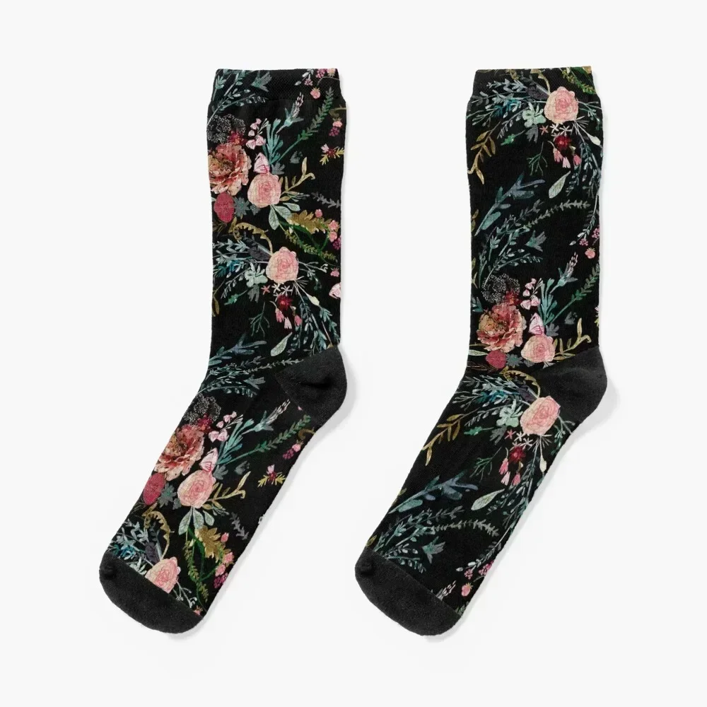 Midnight Floral Socks funny gift custom Thermal man winter new in's Men Socks Luxury Brand Women's