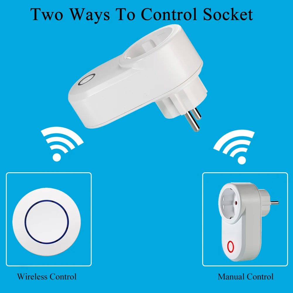 220v Rf Smart Plug in Socket with Wireless Remote Control Mini Panel Switch 15A 3000W EU Standard Outlet Smart Home Electrical