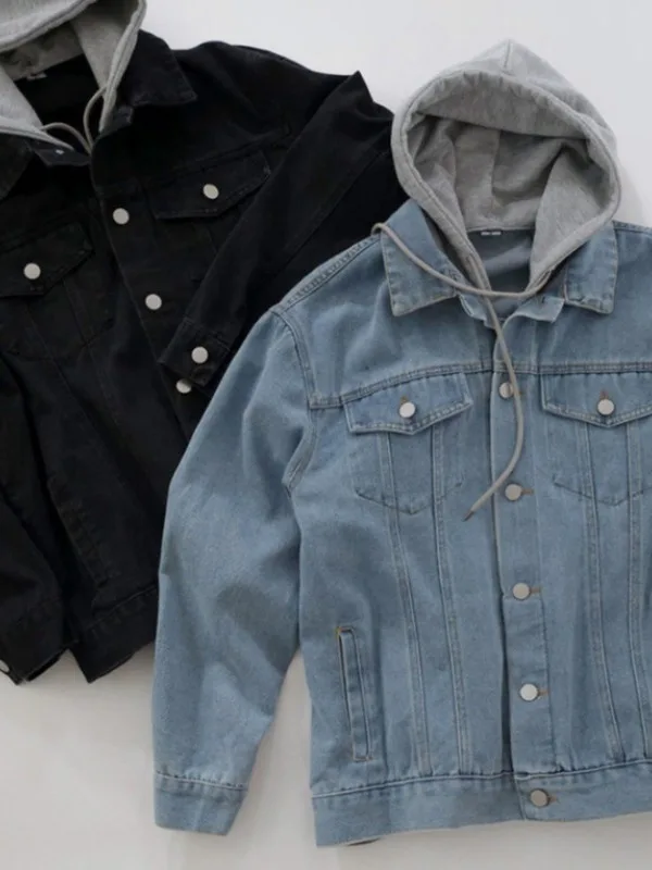 

Новое осеннее свободное женское джинсовое платье, повседневное съемное хлопковое пальто с капюшоном из Гонконга, застежка на пуговицы, легкий уход