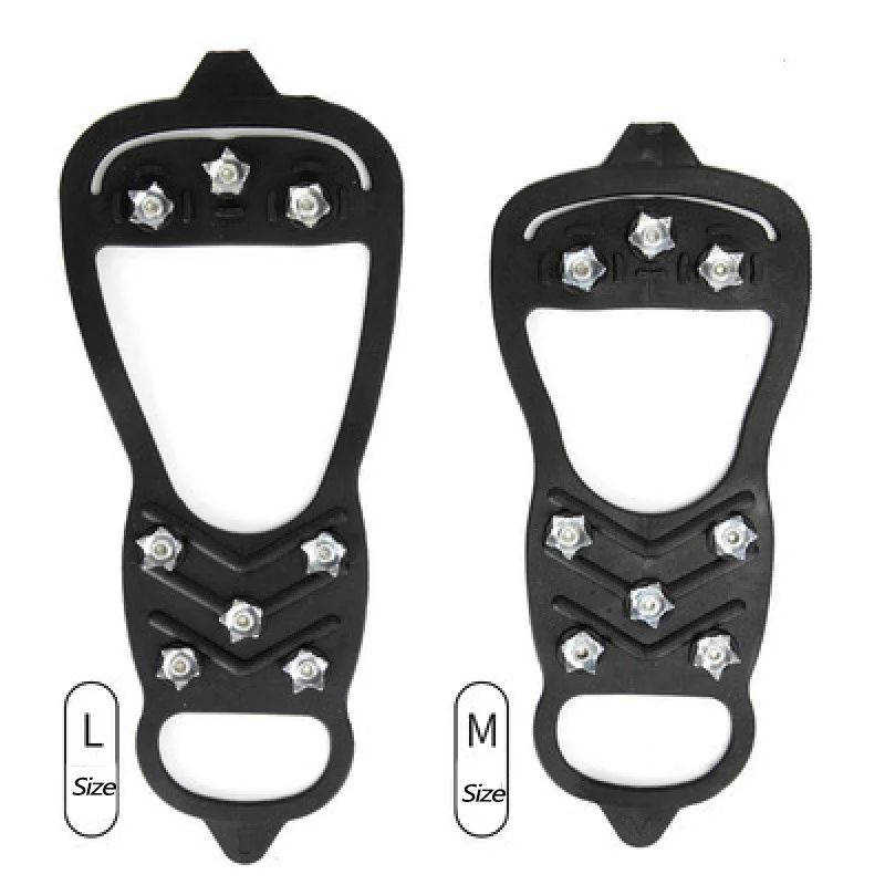 1 pair 5/8 Teeth 24-46Size Studs Anti-Skid Snow Ice Climbing Shoe Ice Grips Cleats Winter Climbing Anti Slip Shoe Cover Accessor