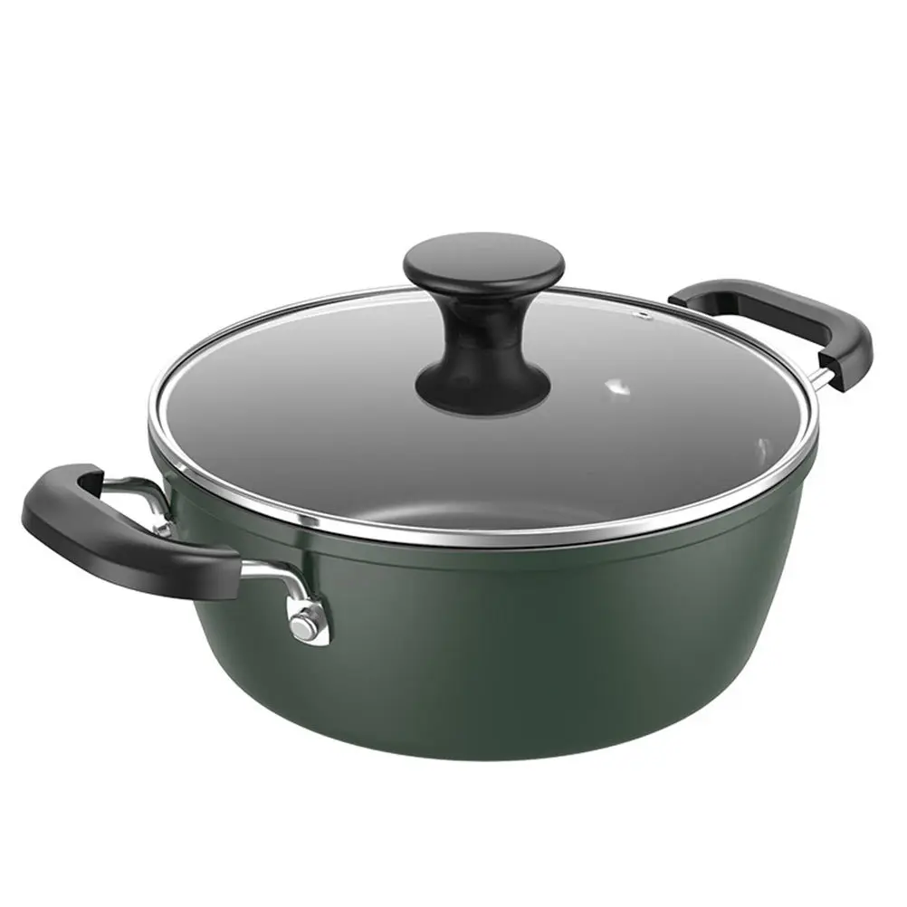 

1Pcs Double-Handle Stew Pot Blackish Green Non-Stick Home Soup Pot for Cooking Soup Milk Noodles Chicken Useful Kitchen