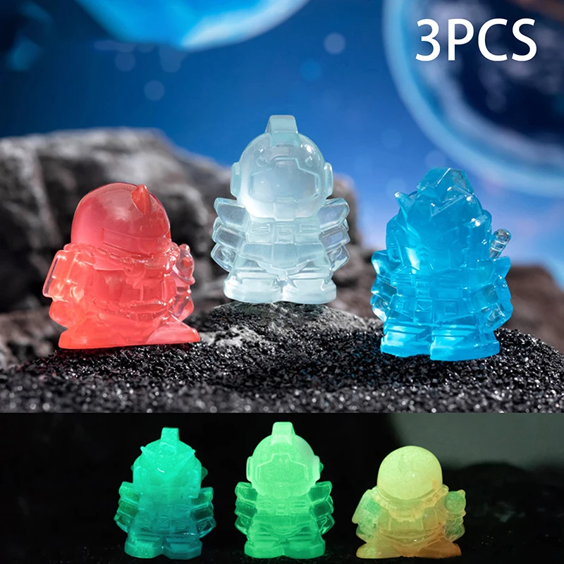 

Mini Luminous Robot Resin Model Ornament Home Desktop Decoration Crafts DIY Gift Accessories 3 pcs/bag