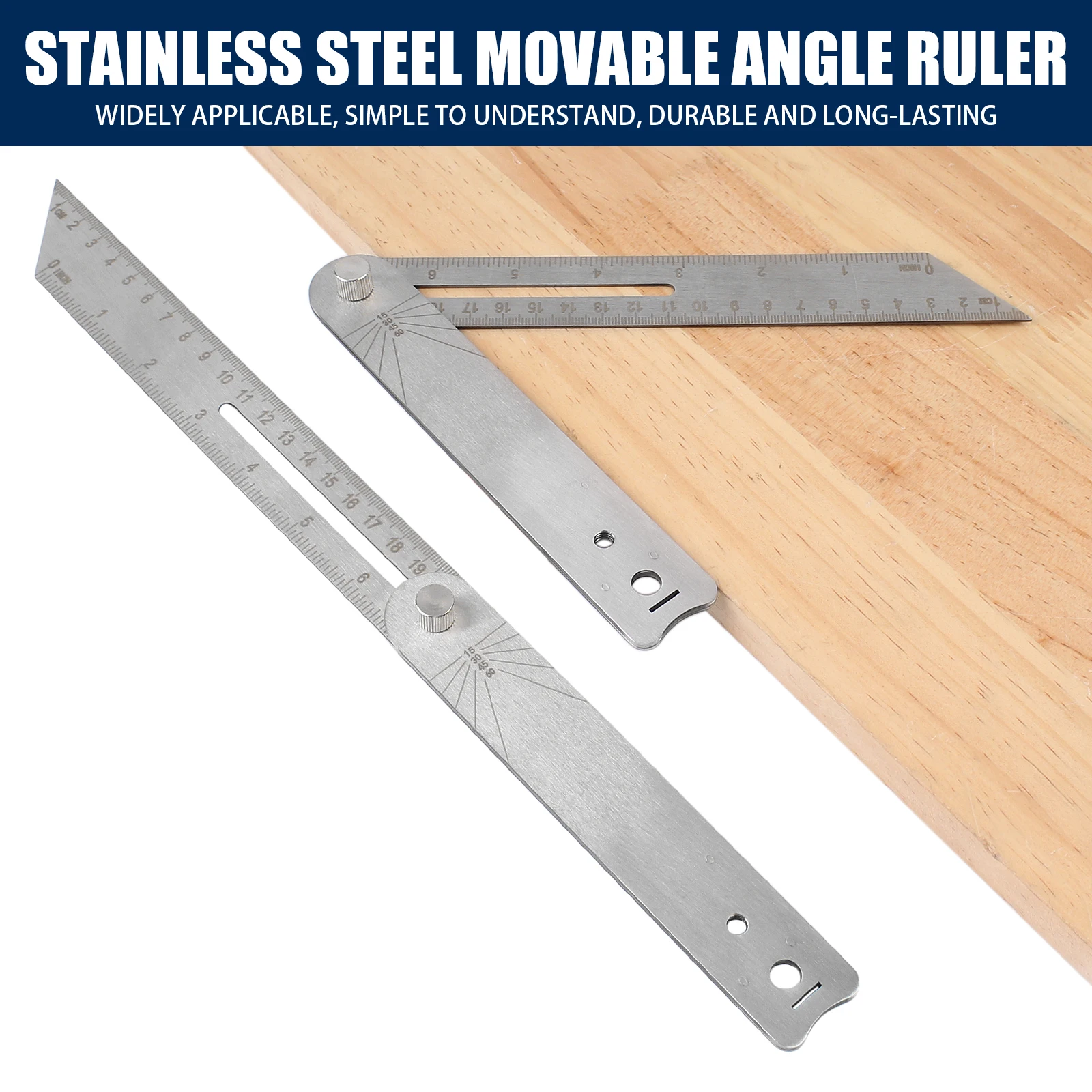 1Pc Woodworking Scriber Ruler High Accuracy T-Shape Multi-Angle Scribing Tool Stainless steel Movable Angle Ruler Woodworking Pr