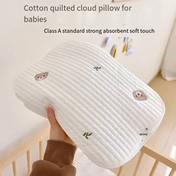 Cloud Pillow Newborn Baby 0 Height Anti Spitting Pillow Cushion Baby Flat Pillow Newborn Quilted Pure Cotton Cartoon Embroidered