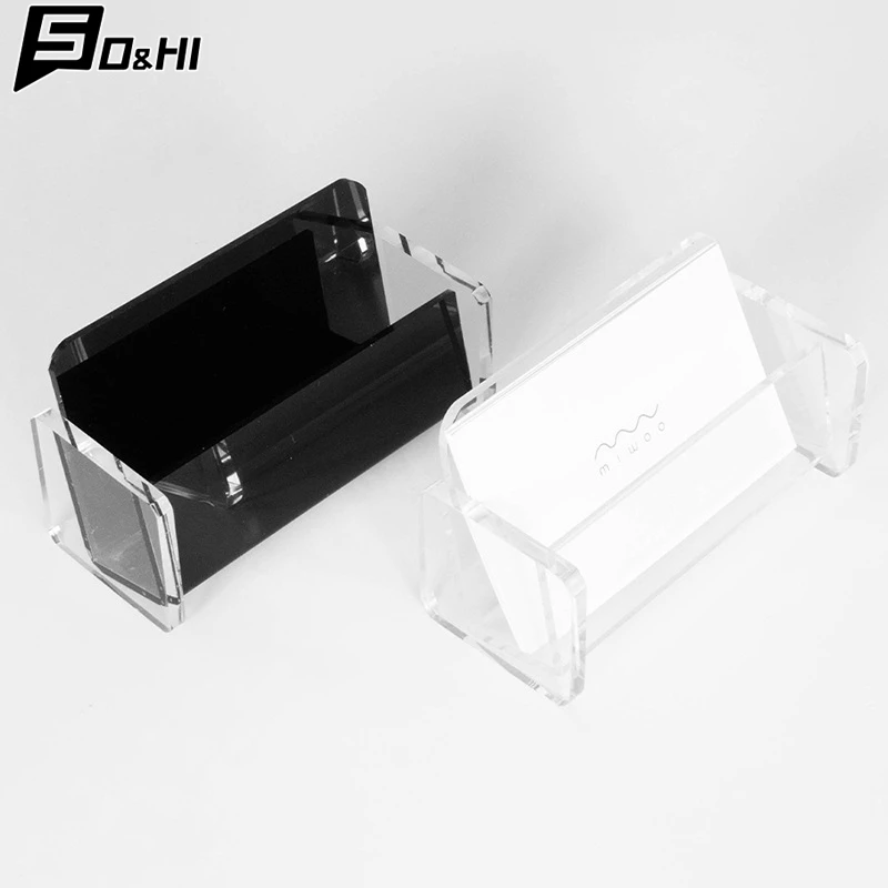 1Pc Acrylic Business Card Holder Creative Desktop Name Card Storage Card Display Stand Fits 50-70 Business Cards Office Supplies