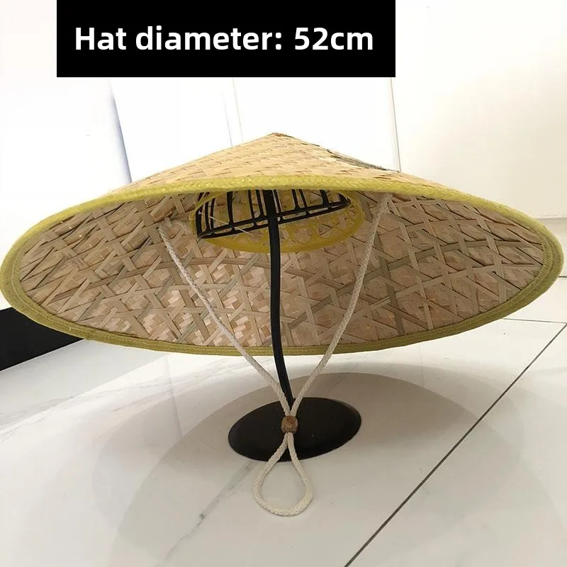 

Large Handmade Bamboo Woven Fishing Cap Men's Sunshade Straw Hat Decorative Lampshade Farm Hat Casual Style Travel Cap