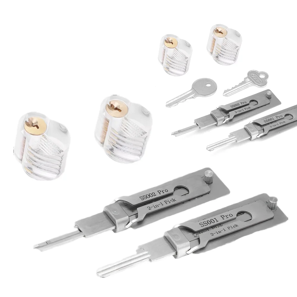 Lishi Yale Picks Picking SS001 SS002 Outils de serrurier 2 en 1 Décodeur de clé maîtresse Décodeur Micha Crochets Topolines pour ouvrir les serrures