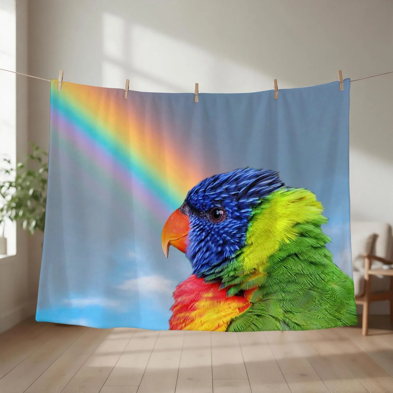 Birds Rainbow Lorikeet Throw Blanket Sofa halloween Thin Plush Blankets