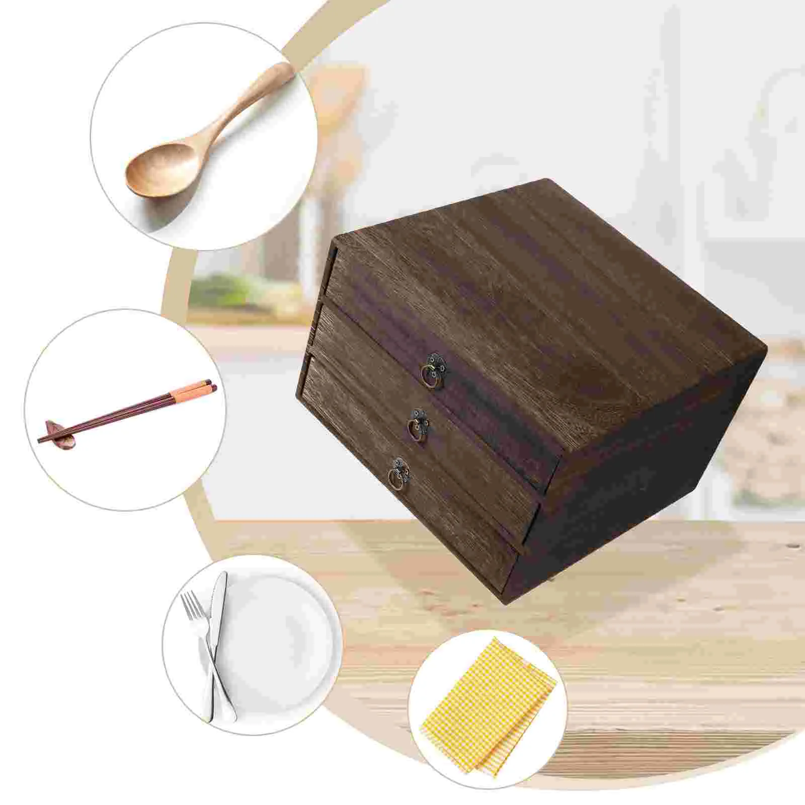 Cajón de mesa de madera maciza, organizador de escritorio, contenedores de almacenamiento de madera con tapas, gabinete de regalo, vestidor, decoración de estante para mujer