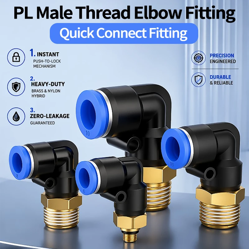 5PCS PL Series Straight Pneumatic Fittings - 6mm Hose to M5 1/8