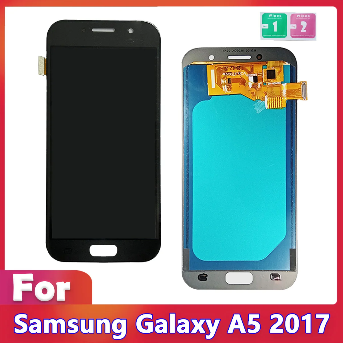 100% Tested For Samsung Galaxy A5 2017 A520 A520F SM-A520F LCD Display Touch Screen Assembly Replacement Screen No/With Frame