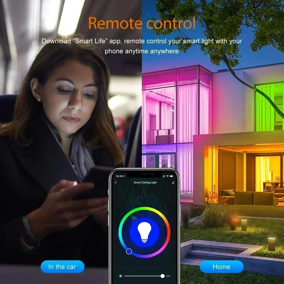 TNCE Tuya-Lâmpadas LED RGB reguláveis, Lâmpada E27, WiFi, Zigbee, Bluetooth, 2700-6500k, aplicativo Smart Life, voz com Alexa, Google Home