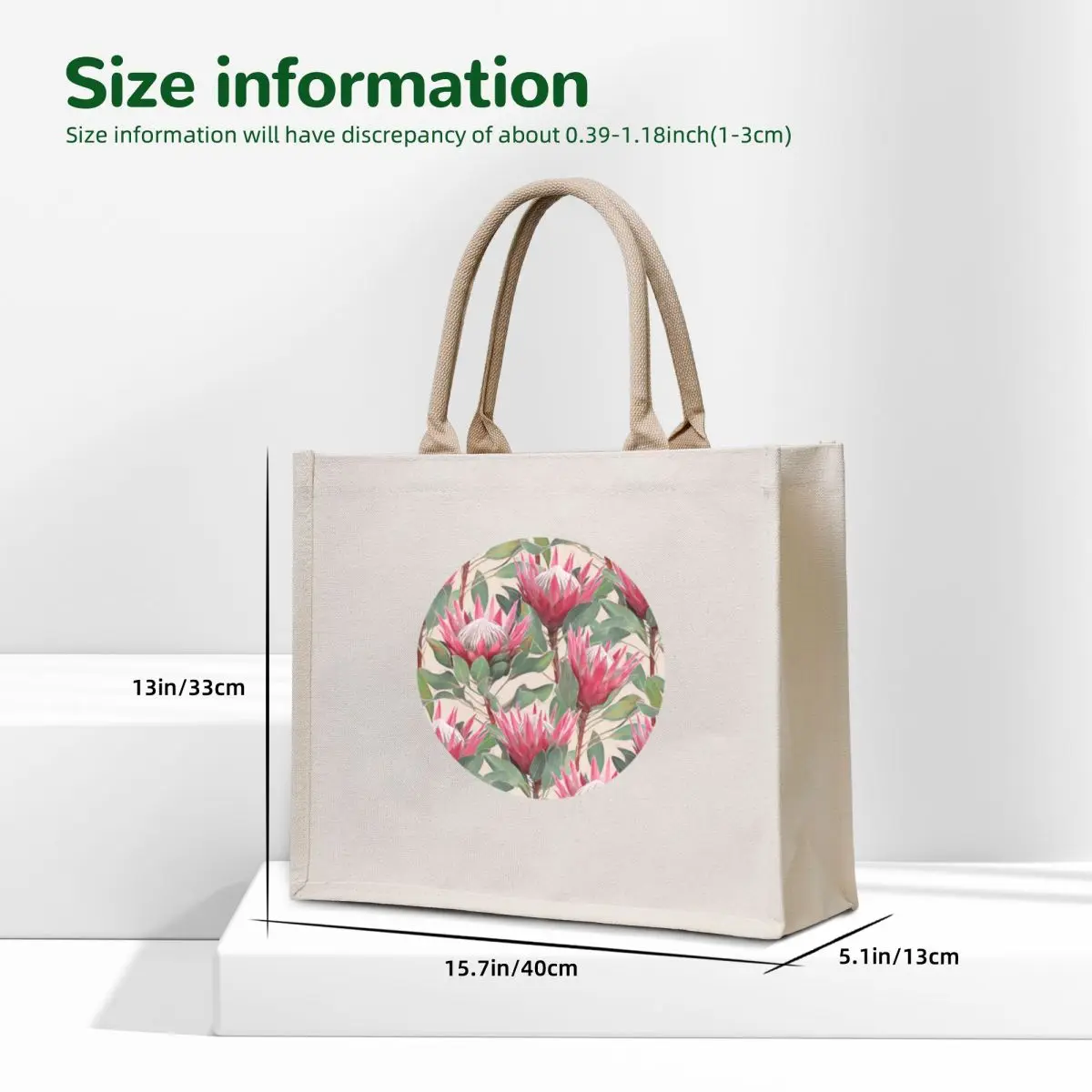Painted King Proteas on Cream Tote Bag Customizable tote bag Shopper reusable grocery bags