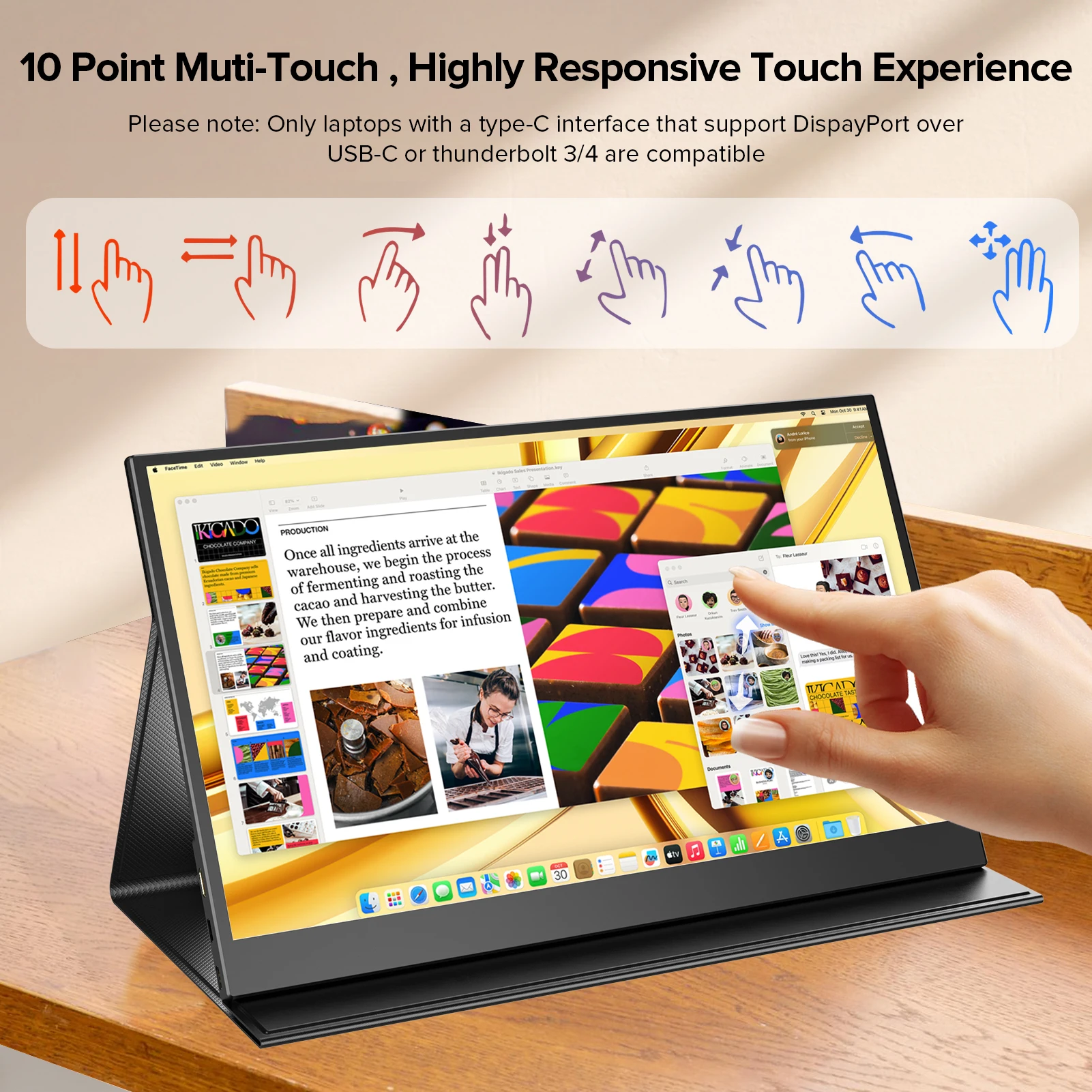 UPERFECT Touchscreen Portable Monitor 15.6inch 1080P USB C HDMI IPS External Display for Laptop Phone Computer Xbox Switch PS4/5