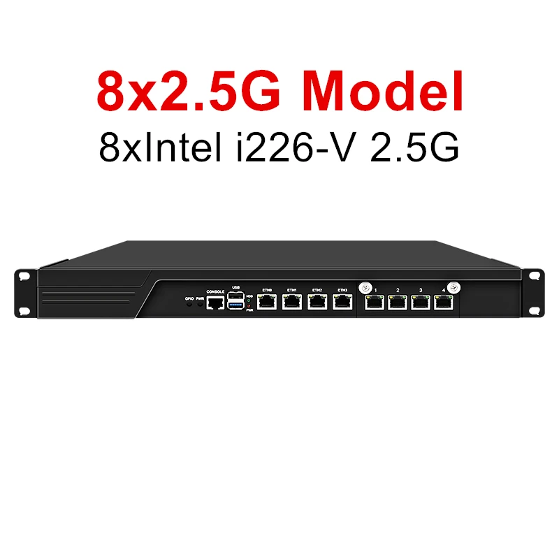 1U Rackmount Mini PC Server, Intel i3-N305/N100, 2×10G SFP+ Ports, 4×2.5G LAN, Firewall Appliance AES-NI GPIO Network Server