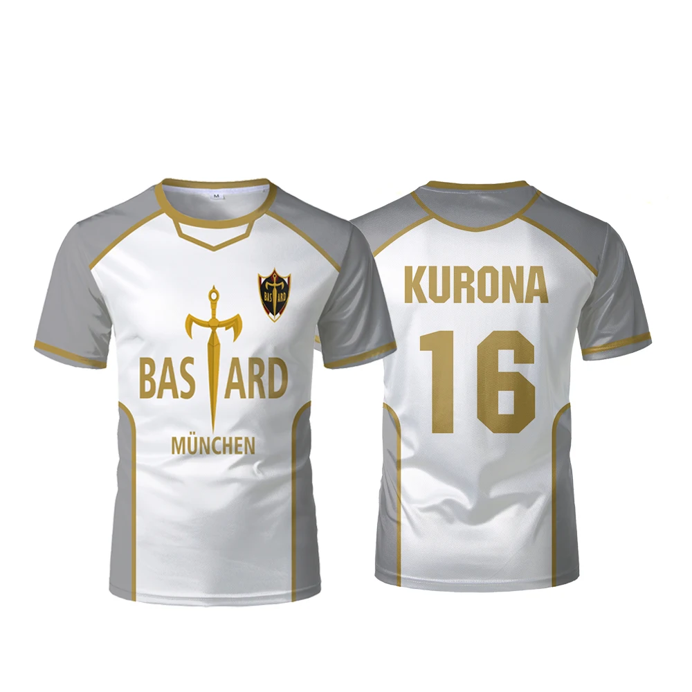 Blue Lock Anime Bastard München Jersey White Maillot Men's Football T-shirt Kaiser Isagi Cosplay Tops Breathable Sports Boy Tees image 4