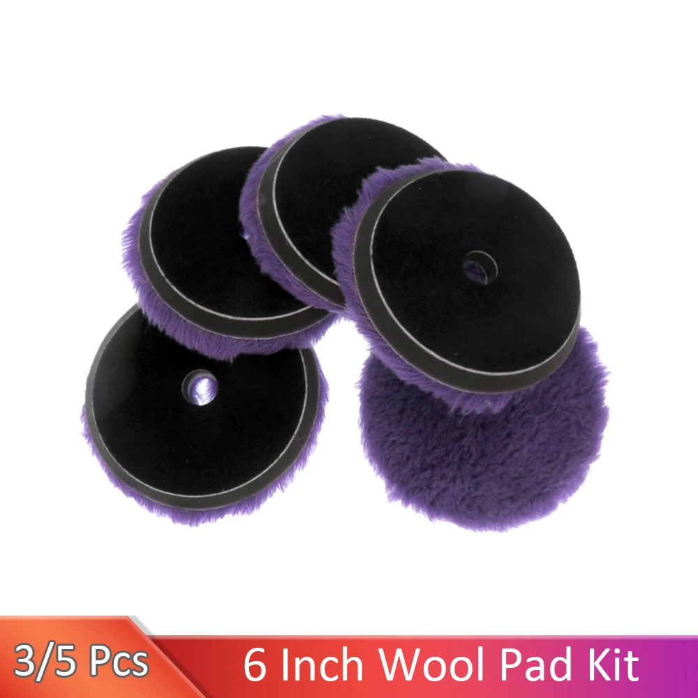 6 Inch Purple Wool Polish Pad Wax For Auto Automotive Short Wool Polishing Berets For Car Polishing Wheel