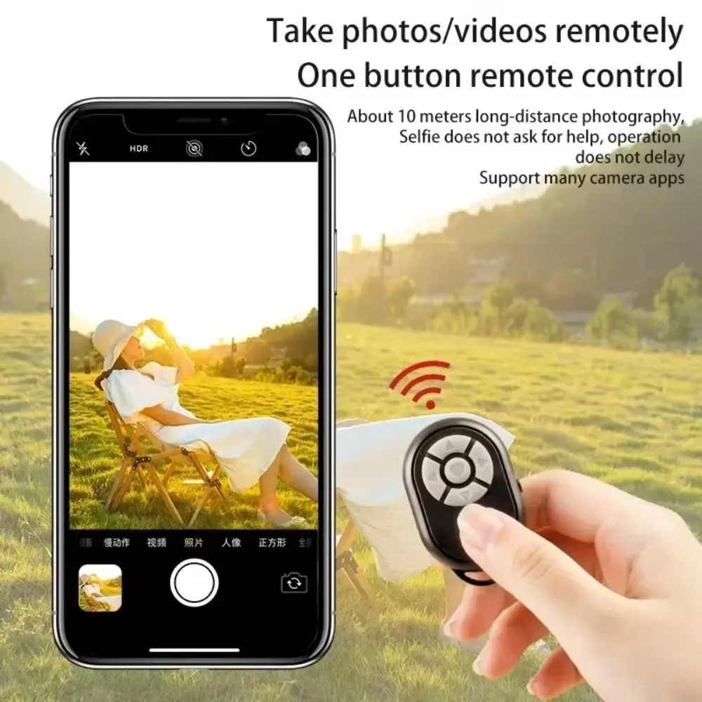 Plastic Bluetooth Remote Black Universal Remote Control Wireless Selfie Stick Bluetooth for iPhone/ / IOS/ Android Page Turning