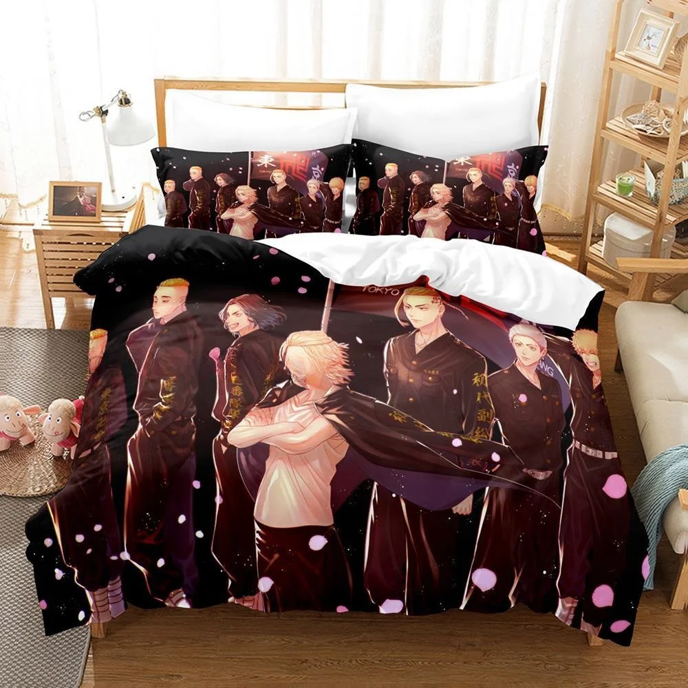 Tokyo Revengers Bedding Set Single Twin Full Queen King Size Bed Set Adult Kid Bedroom Duvet cover Sets 3D Anime Bed Sheet Set