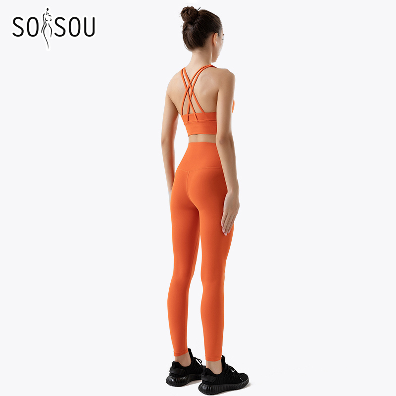  SOISOU Nylon Yoga Clothing Gym Fitness Leggings Sports Bra Short Sets High Waist Elastic Women Clothing 3 Types 12 Colors 