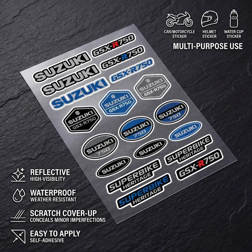 

FOR SUZUKI GSX-R750 Durable Waterproof Reflective Decor Sticker Scratch Cover For Motorcycle Car Helmet Fridge Accessories