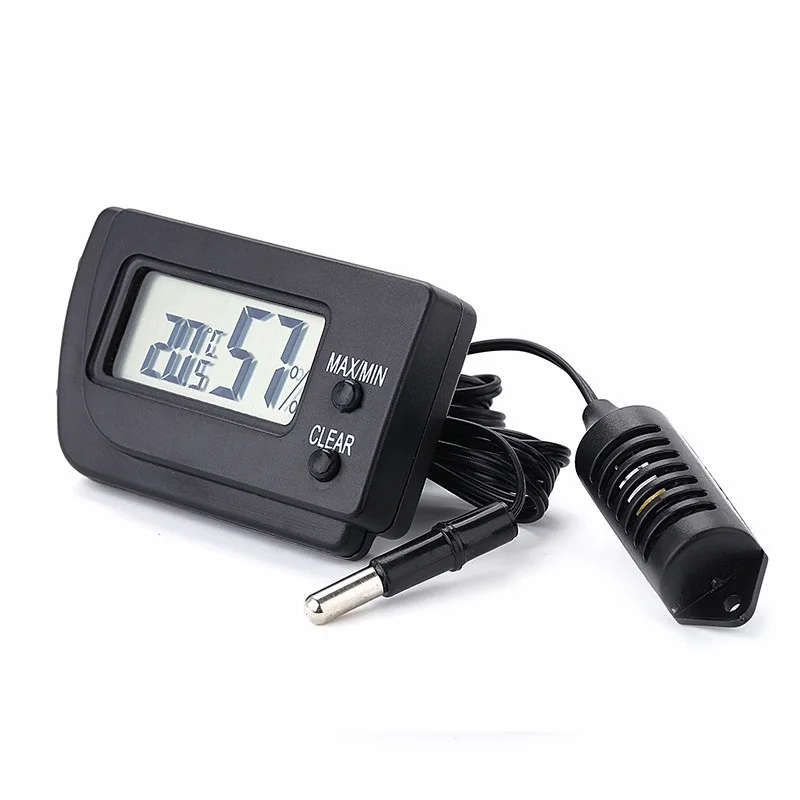 Reptile Thermometer, Digital Thermometer Hygrometer for Reptile Terrarium, Temperature and Humidity Monitor in Acrylic and Glass