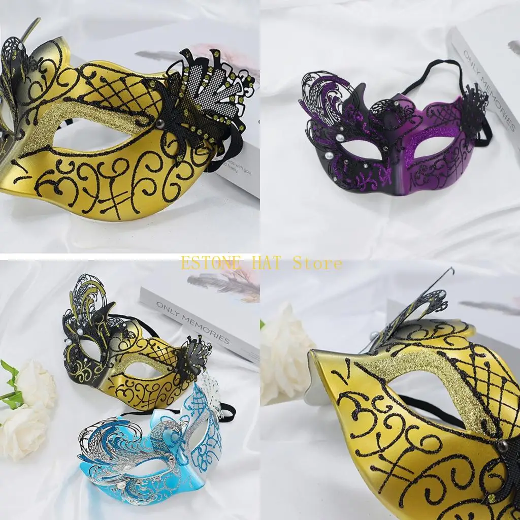 

49MF Fashion Half Face Mask For Adding Rhinestones Decoration Costume Parties Holiday Celebrations