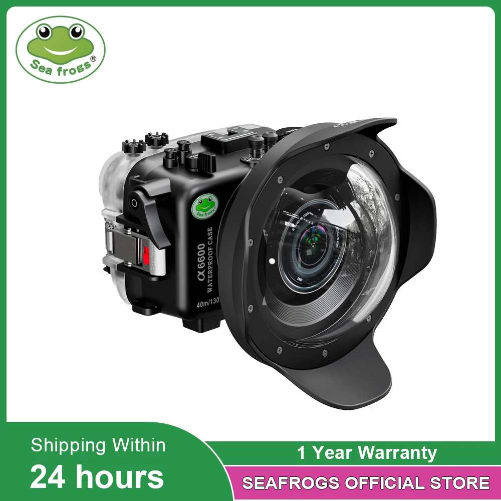 Seafrogs 40m/195ft Waterproof Underwater Housing Camera Diving Case With Glass Dome Port Fisheye for SONY A6600