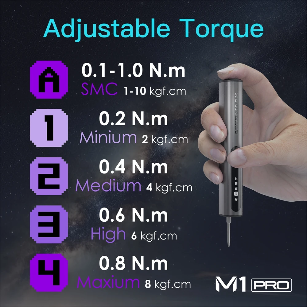 ARROWMAX-Juego de destornilladores eléctricos inteligentes M1 Pro, Control táctil, par de 5 engranajes, recargable, inalámbrico, Kit de