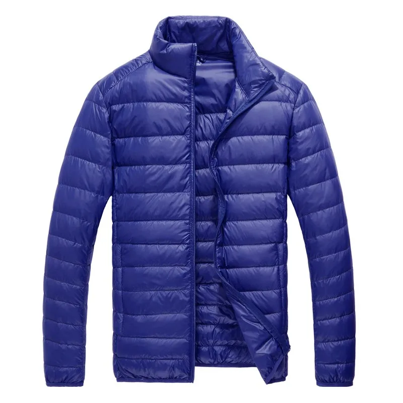 Chaqueta de plumón ligera para hombre, parka cálida de Color sólido con cuello levantado, para otoño e invierno, novedad de 2023