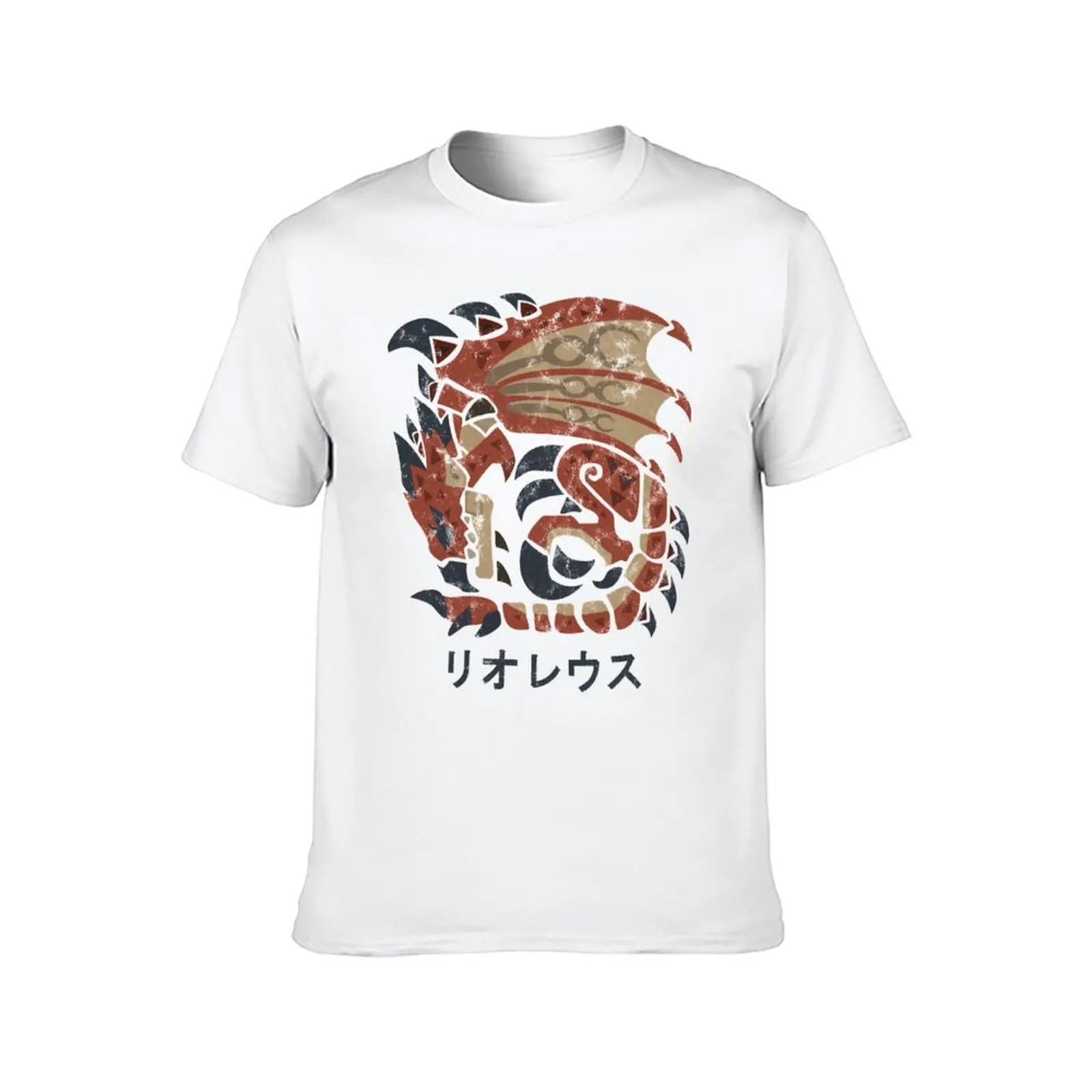 تي شيرت Monster Hunter World Rathalos Kanji Icon تي شيرت رجالي 100% قطن فاخر ماركة رجل تي شيرت جرافيك تي شيرت