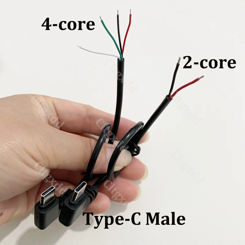 USB 2.0 Type-C L-type Male 2-pin 4-pin Extension Cable DIY Power Data Fast Charging Cable 2-wire 4-core TPC Single Head Cable