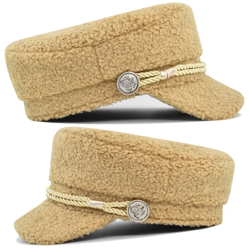 Autumn New Arrival Shearling British-Style Octagonal Beret Unisex Bohemian Versatile Casual Duckbill Beret Artist's Hat