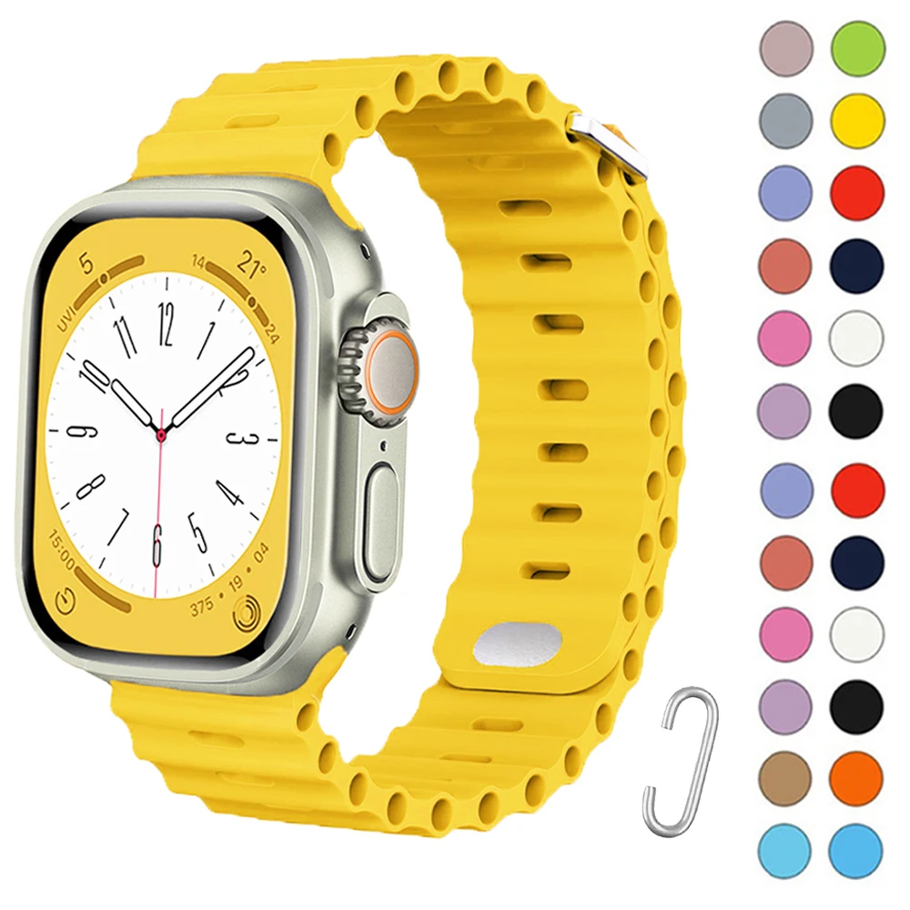 Ocean strap For Apple watch Ultra 49mm band 44mm 45mm 40mm 41mm 42mm silicone Original 1:1 bracelet iWatch series 8 7 6 5 4 3 se