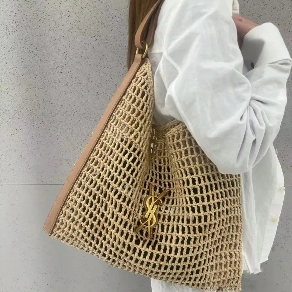 

New style large-capacity straw bag for women, fashionable large-capacity beach bag, hollow-out and versatile woven bag