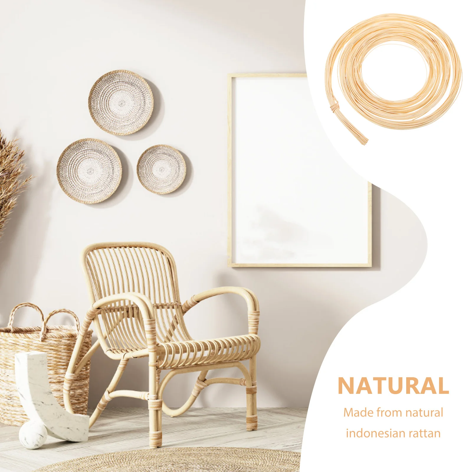 

Natural Rattan Weaving Material for DIY Furniture Repair Wicker Chairs Basket Decoration Flat Durable Caning Kits Aroma