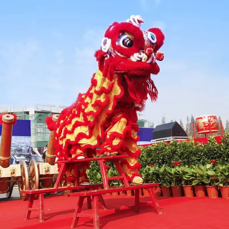 Handmade traditional Chinese lion dance costume for two, one size fits all