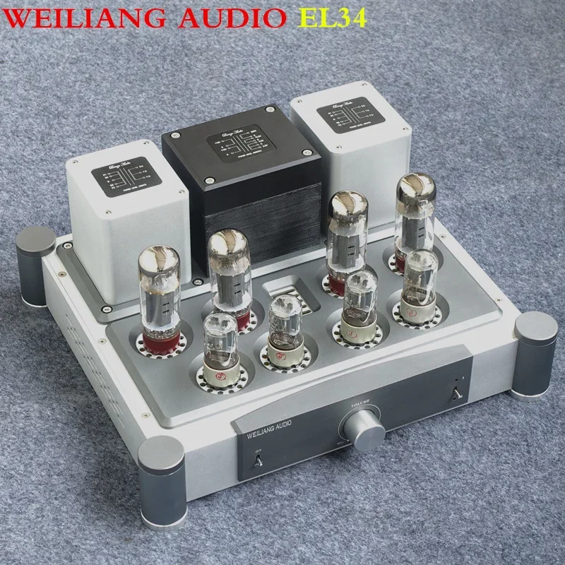 BRZHIFI Hot Sell A40 WEILIANG 40W*2 EL34 Aluminum Tube Amplifier Audio Power Amp Home Theater Stereo Amplificador For Audiophile