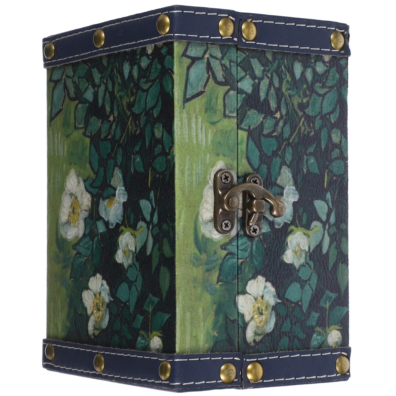 النفط اللوحة الفن صندوق مجوهرات خمر حاوية تخزين خشبية الإسورة سوار القرط حلقة المنظم تذكار الكنز الصدر #4