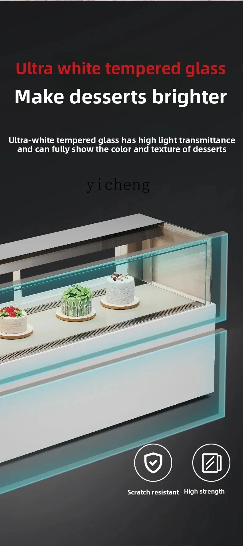 

ZZ Panoramic Boundless Cake Counter Fruit Refrigerated Commercial Dessert Display Cabinet
