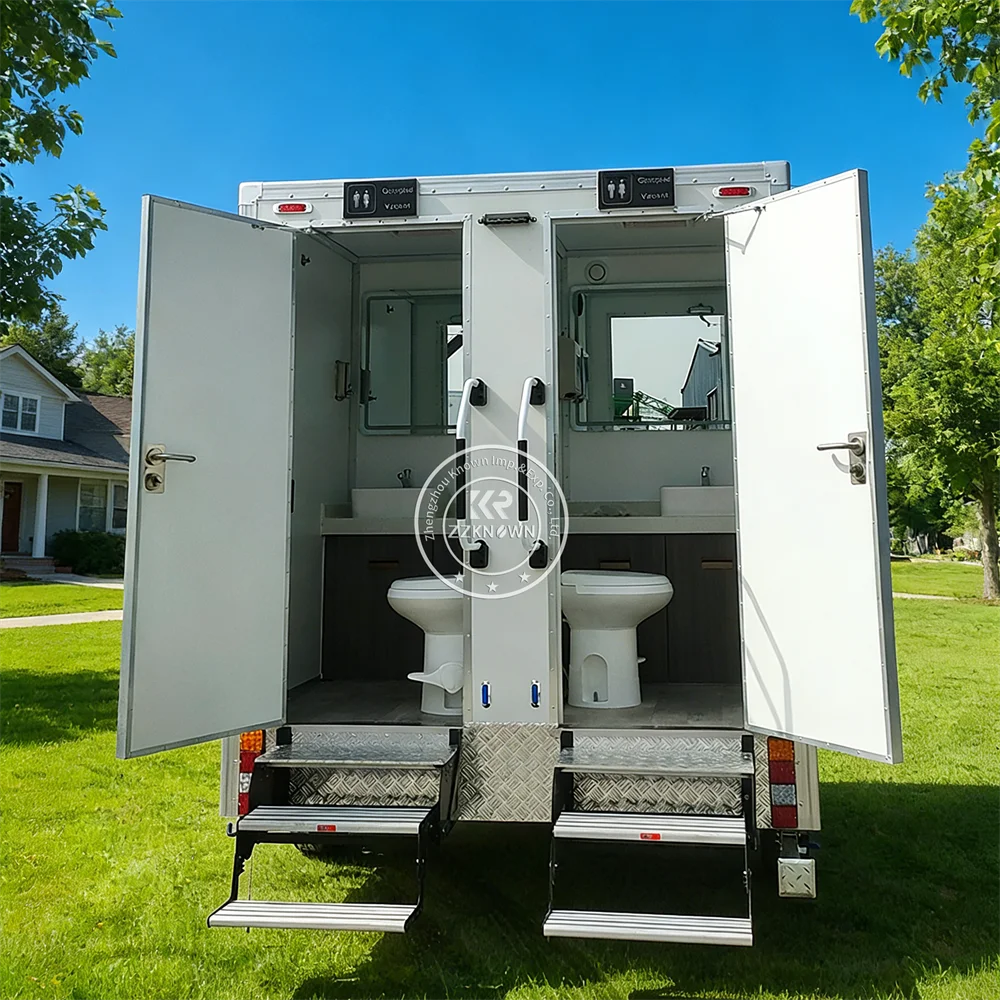 

Mobile Smart Toilet Cabin Outdoor Bathroom Shower Room Portable Restroom Trailer Luxury Portable Toilets Trailer for Camping