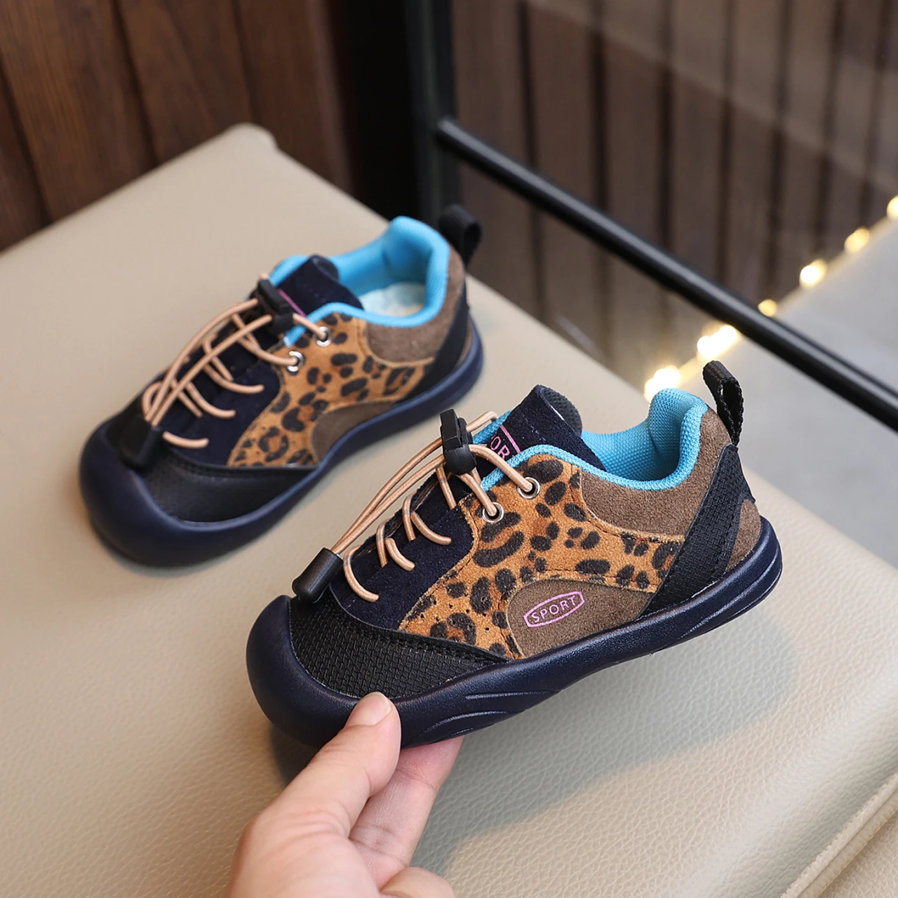 Leopard Children's Sneakers 2026 Autumn New Boys Girls Retro Leisure Sports Shoes Kids Toddler Non-Slip Comfortable Casual Shoes