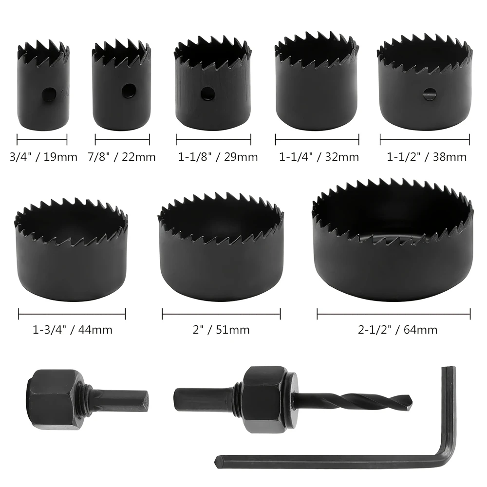 11pcs/set, Woodworking Hole Saw Kit, 19mm-64mm(3/4