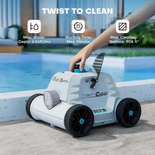 Ofuzzi-Aspirateur de piscine robotique sans fil Winny Cyber 1000, autonomie de 95 minutes max, aspirateur de piscine automatique idéal