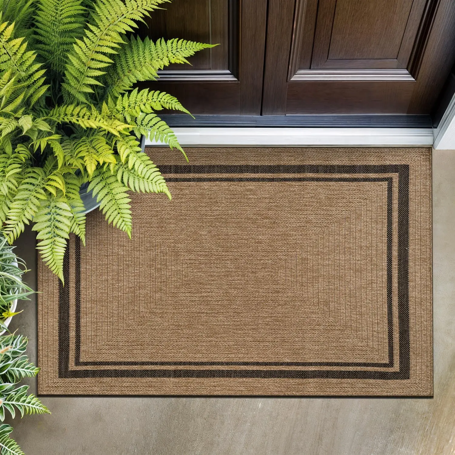 

Easy Jute Bordered Entry Rug 2x3 Washable Durable Indoor Outdoor Area Rugs for Living Dining Room Patio Office Stain Resistan