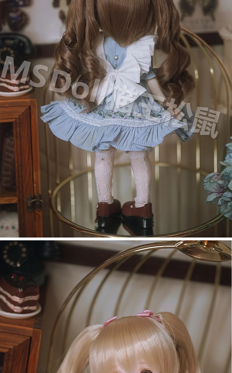 BJD Doll Wig 1/3 1/4 1/6 Handmade Bjd Doll Wig Curly Hair DIY Joints Doll Toy Fashion Fiber Double Tail Wig Dolls Accessories