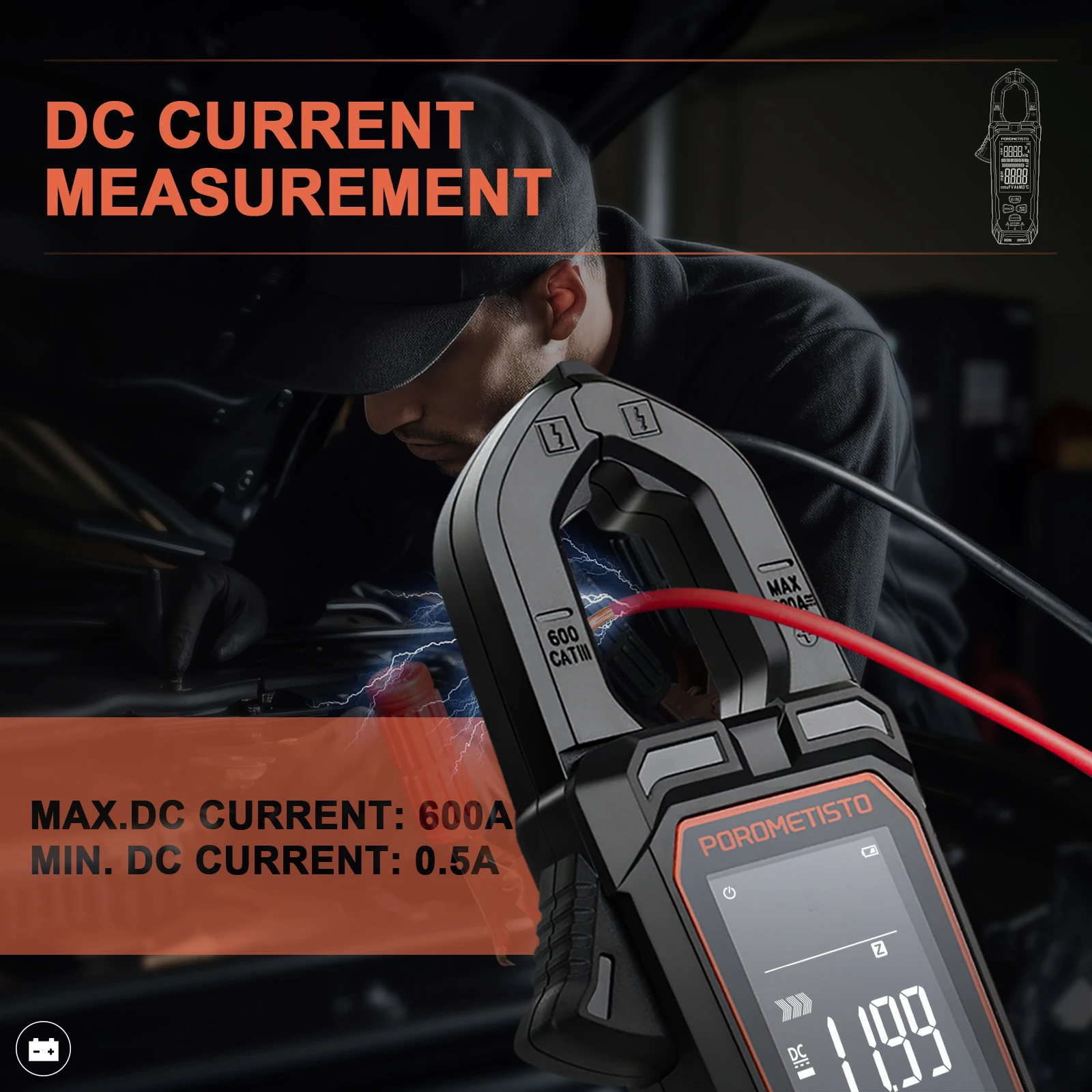 600a AC/DC-Strom klemm messer Großbild-Digital-Profi-Multimeter 9999 zählt NCV-Temperatur kapazität Ampere meter zange