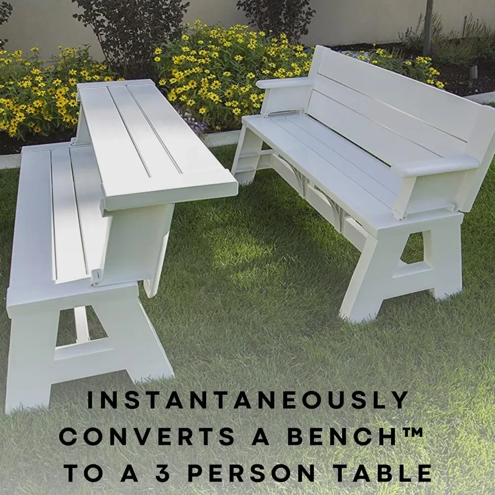 Space-Saving, Weather-Resistant Patio Furniture for Yard, Deck, Garden | Gen 1 2-in-1 Outdoor Convertible Bench to Picnic Table