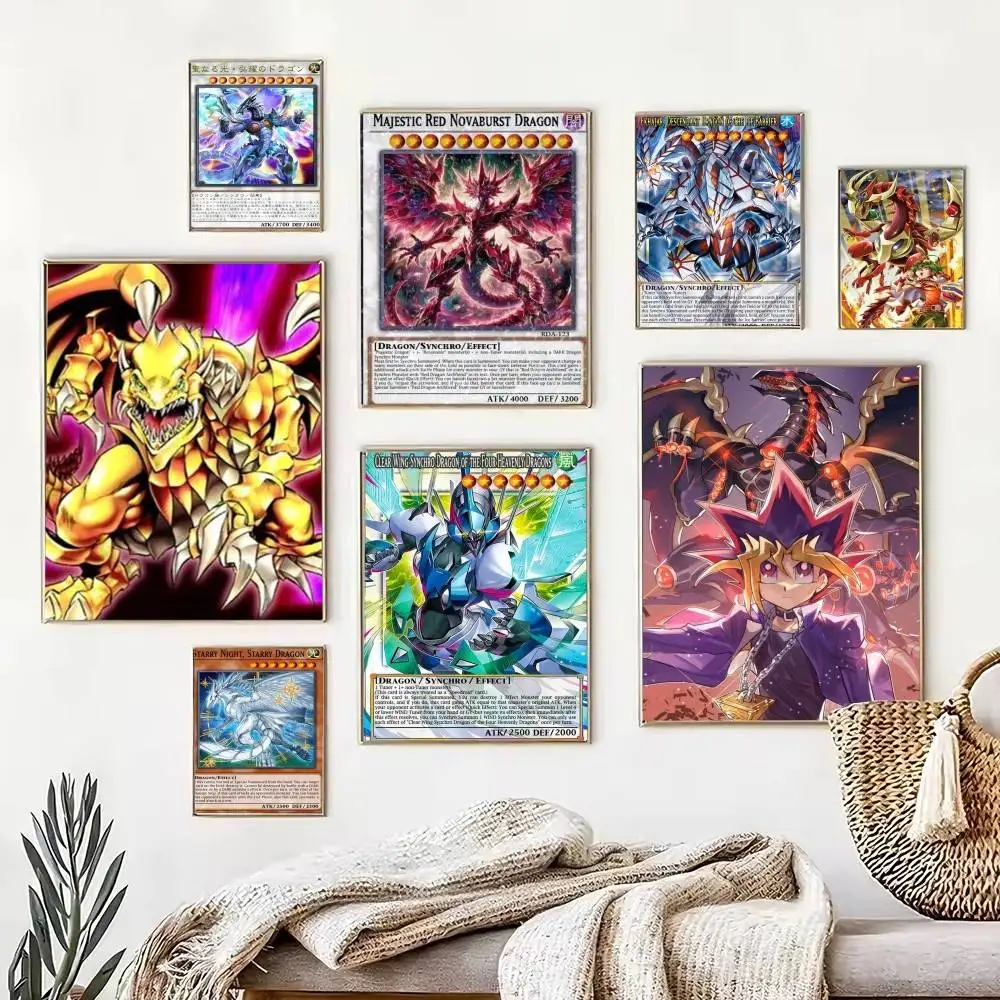 Y-Yu-Gi-Oh Victory Dragon  Poster Waterproof Wall Art Sticker For Bar Living Room Vintage Decor High Quality Print Gift