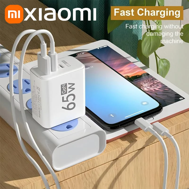 XIAOMI 65W PD3.0 Quick Charging 6-in-1 Fast Wall Charger 4-USB 2-Type-c interface For iPhone Samsung Xiaomi Huawei Oppo